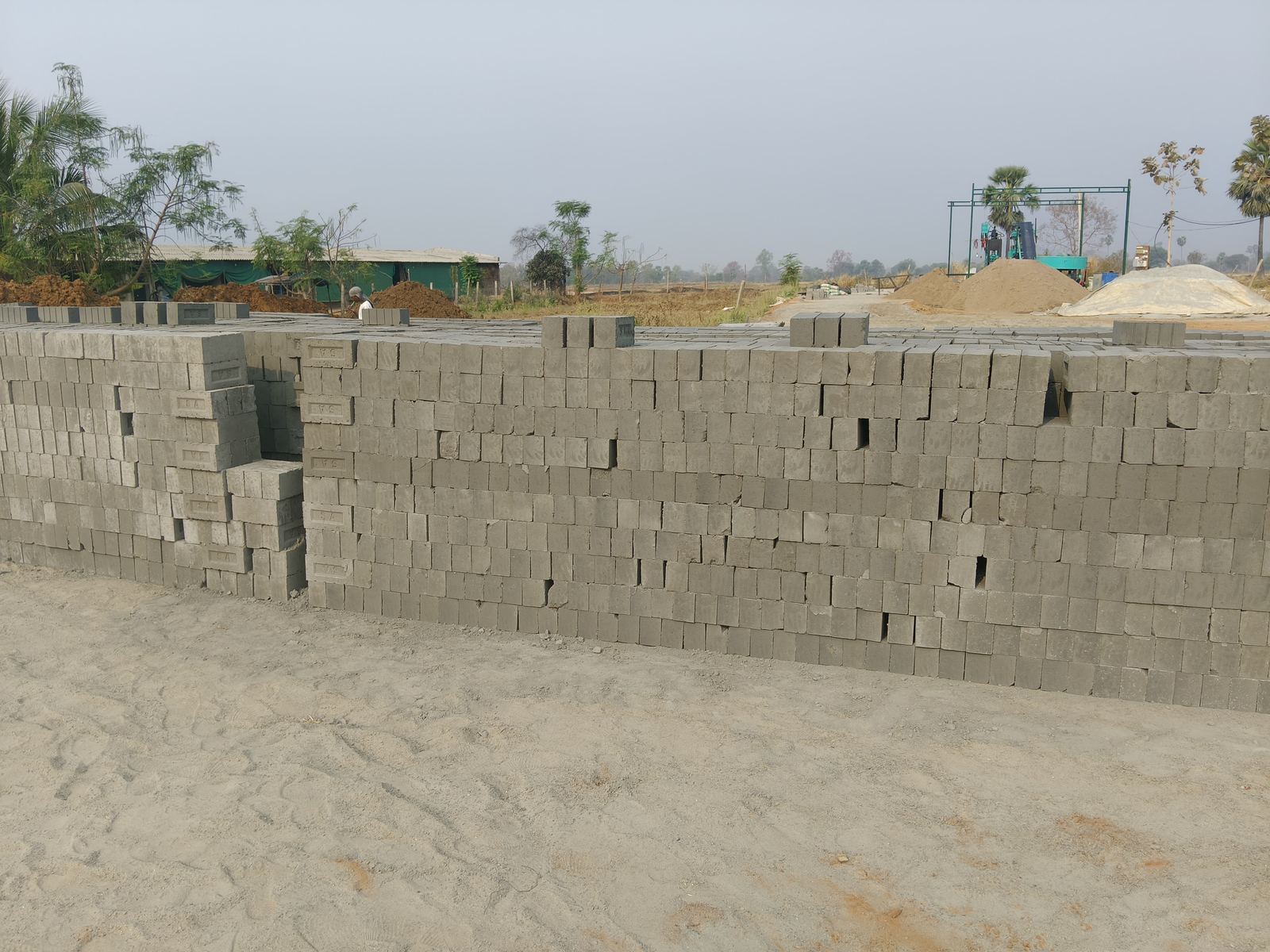 Stacked concrete bricks at SA Bricks yard